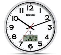 Horloge murale radiocommandée de 30 cm avec affichage de la température, noire