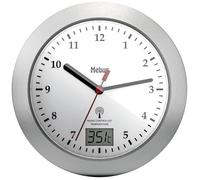 Horloge murale radiopilotée - Mebus - 17x6 cm - Argent - Pour salle de bain - Résistant à l'humidité