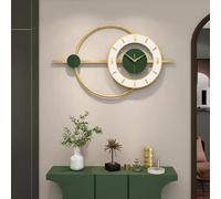 Horloge murale rectangulaire, dorée et verte, 65x38 cm, quartz, design moderne