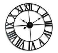 Horloge Murale Relaxdays, Chiffres Romains, Ø 60 cm, Horloge à Piles élégante, Fer, Noire