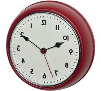 Horloge murale rétro - analogique - parfaite pour la cuisine et le salon - 1 pièce - rouge - cadre métallique - Ø 24 cm