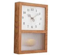 Horloge murale rétro, bois de noyer, verre, forme rectangulaire, 1100 g