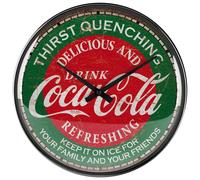 Horloge murale rétro Coca-Cola, diamètre 31 cm, couleur verte, design vintage, fonctionnement silencieux