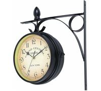 Horloge murale rétro - DEMA - Double cadran 12 cm - Verre et métal - Résistant aux intempéries