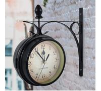 Horloge murale réversible, Surface à Double vitrage, horloge décorative suspendue Vintage, intérieure et extérieure (sans piles)