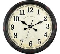 Horloge murale ronde de 16 pouces - Horloge à quartz silencieuse avec verre bombé - Idéale pour la cuisine, le salon et la chambre à coucher