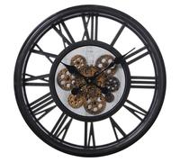 Horloge murale ronde en acrylique, noire, avec mécanisme, dimensions : 51 x 8 cm