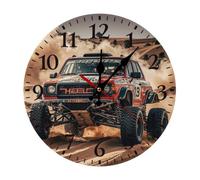 Horloge murale ronde en bois 25 x 25 cm, silencieuse, sans tic-tac | Horloge murale décorative en bois massif à piles pour la maison, le bureau, la cuisine, la chambre à coucher