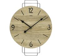 Horloge murale ronde en bois support métal couleur : Bois de Sonoma