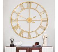 Horloge murale ronde en métal, chiffres romains modernes, style vintage, grande lisibilité, pour le salon, la cuisine, la chambre, le jardin, décoration, noir, 80 cm