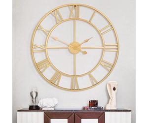 Horloge murale ronde en métal, chiffres romains modernes, style vintage, grande lisibilité, pour le salon, la cuisine, la chambre, le jardin, décoration, noir, 80 cm