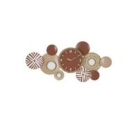 Horloge Murale Bohème Chic Ethnique 50" En Fer Et Mdf Avec Composition Géométrique Ronde - Design Artistique Multicolore
