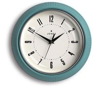 Horloge murale ronde rétro, 25 cm, bleu-vert, pour la cuisine ou le salon