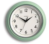 Horloge murale ronde rétro de 25 cm, couleur vert menthe néo, pour la cuisine ou le salon