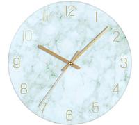 Horloge murale ronde vintage en marbre, 30 cm, silencieuse, verte, à piles