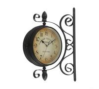 Horloge murale rotative double face avec gare centrale antique esthétique pour la maison, le bureau et les espaces commerciaux