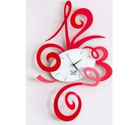 Horloge murale rouge Robin 34x51cm cm en acier, design minimaliste et silencieux pour la maison et le bureau, fabriquée en Italie