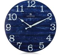 Horloge murale rustique en bois, style vintage rétro, bleue, décoration shabby chic sans mécanisme, pour le salon, la chambre, la cuisine ou le bureau, 30 cm