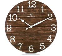 Horloge murale rustique en bois, style vintage rétro, marron, décoration shabby chic sans tic-tac, pour le salon, la chambre, la cuisine ou le bureau, 30 cm