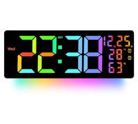 Horloge murale RVB – Grande horloge LED couleur avec télécommande, changement de couleur et multifonctionnalité