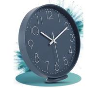 Horloge murale silencieuse 30 cm - Horloge murale bleue avec cadran analogique - Idéale pour le salon, le bureau, la salle de t la cuisine