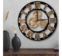 Horloge murale silencieuse 3D vintage industrielle, 40 cm, pour le salon ou la cuisine
