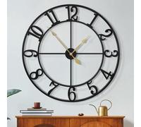 Horloge murale silencieuse, 80 cm, à quartz, chiffres arabes, fonctionnant à piles