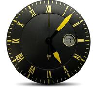 Horloge murale silencieuse avec affichage de la température, grand format, écran LCD, dorée, pour chambre à coucher