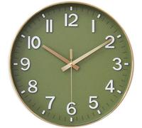 Horloge murale silencieuse avec trotteuse silencieuse et chiffres arabes, pour le bureau, la salle de classe, la maison, le salon ou la chambre à coucher (or matcha, 30 cm)