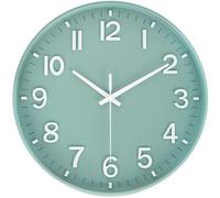 Horloge murale silencieuse de 30 cm avec chiffres arabes et trotteuse verte
