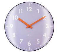 Horloge murale silencieuse de 35 cm avec verre bombé, couleur kaki-lavande