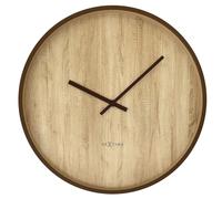 Horloge murale silencieuse de 50 cm, style Japandi, marron foncé/marron clair