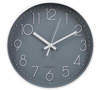 Horloge murale silencieuse « Moderne » 30 cm, horloge sans tic-tac pour chambre d'enfant, grande horloge murale silencieuse pour salon, bureau, cuisine ou chambre à coucher, couleur grise