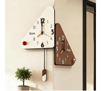 Horloge Murale Silencieuse Moderne Double Face Triangle avec Grands Chiffres pour Chambre Bureau Salon Décor