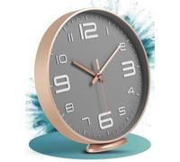 Horloge murale silencieuse pour le salon - Style classique et moderne - Sans tic-tac - Pour l'intérieur (gris rosé, 20 cm)