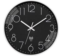 Horloge murale silencieuse radiocommandée, horloge murale moderne en noir et blanc, 30 x 30 cm, horloge numérique pour le salon, la chambre à coucher ou le bureau