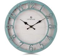 Horloge murale Silent Green, style rétro, grande, chiffres 3D surélevés, style rustique, silencieuse, décoration antique shabby chic, sans tic-tac, 30 cm
