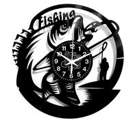 Horloge murale simple avec motif de silhouette de pêcheur, 30 cm