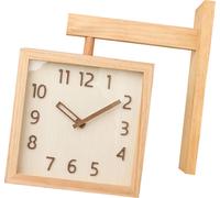 Horloge murale Simple Silent Square Double Sided Clock Wooden Decorative Corner Clock for Living Room Household Original Wood Color