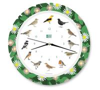 Horloge murale Singvogel, modèle Flower Planet, 34 cm, avec de vrais chants d'oiseaux