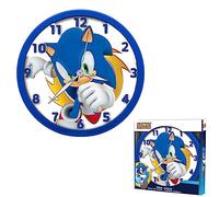 Horloge murale Sonic sans tic-tac de 25 cm | Horloge ronde à piles | Horloge murale analogique Hello Kitty pour enfants filles garçons à partir de 3 ans