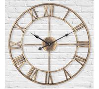Horloge murale squelette en métal silencieuse,horloge vintage de ferme européenne de 40 cm avec chiffres romains,or-40cm/16 pouces