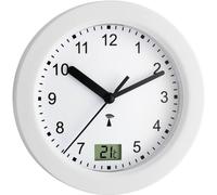 Horloge murale TFA Dostmann 60.3501 radiopiloté(e) 17.5 cm x 55 mm blanc pour salle de bain / pièce humide