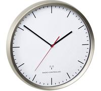 Horloge murale TFA Dostmann 60.3521.02 radiopiloté(e) 30.5 cm x 48 mm acier inoxydable (brossé) mécanisme dhorloge silencieux