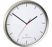 Horloge murale TFA Dostmann 60.3521.02 radiopiloté(e) 30.5 cm x 48 mm acier inoxydable (brossé) mécanisme d'horloge silencieux