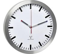 Horloge murale TFA Dostmann 60.3528.02 radiopiloté(e) 30 mm x 45 mm aluminium mécanisme d'horloge silencieux
