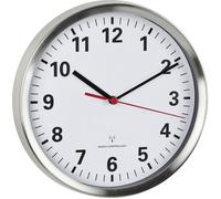 TFA Dostmann Horloge murale radio-pilotée 60.3529.02 – sweep silencieux, verre, argenté/blanc