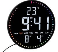 TFA Dostmann Horloge murale 60.4002.01 LED - température, date/jour, 12/24h, noir