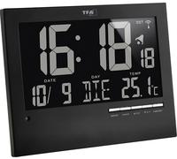 TFA Dostmann Horloge murale radio-pilotée 60.4508 – rétro-éclairage auto, temp. int., date/jour, noir