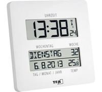 Horloge murale TFA Dostmann 60.4509.02 radiopiloté(e) 2.7 cm x 19.5 cm x 19.5 cm blanc